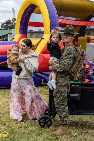 U.S. Marines and families with Weapons and Field Training Battalion, Recruit Training Regiment, hosted a spring celebration family day at Marine Corps Base Camp Pendleton, California, April 15, 2024. WFTBN hosted this event to welcome the coming warmer months and reward the Marines and their families for their hard work. (U.S. Marine Corps photo by Sgt. Jesse K. Carter-Powell)