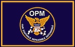 Navy background with a gold border and the OPM logo with an eagle in the middle of the graphic. Under the eagle the graphic says fair, equitable, repeatable, defendable.