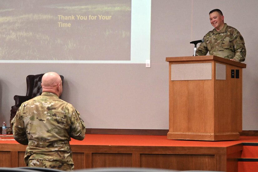 U.S. Army Brig. Gen. John Pippy, director of the joint staff of the Pennsylvania National Guard, presents remarks during an Asian American and Pacific Islander celebration at Fort Indiantown Gap, Pennsylvania, May 17, 2024. (U.S. Army National Guard photo by Spc. Jessica Barb)