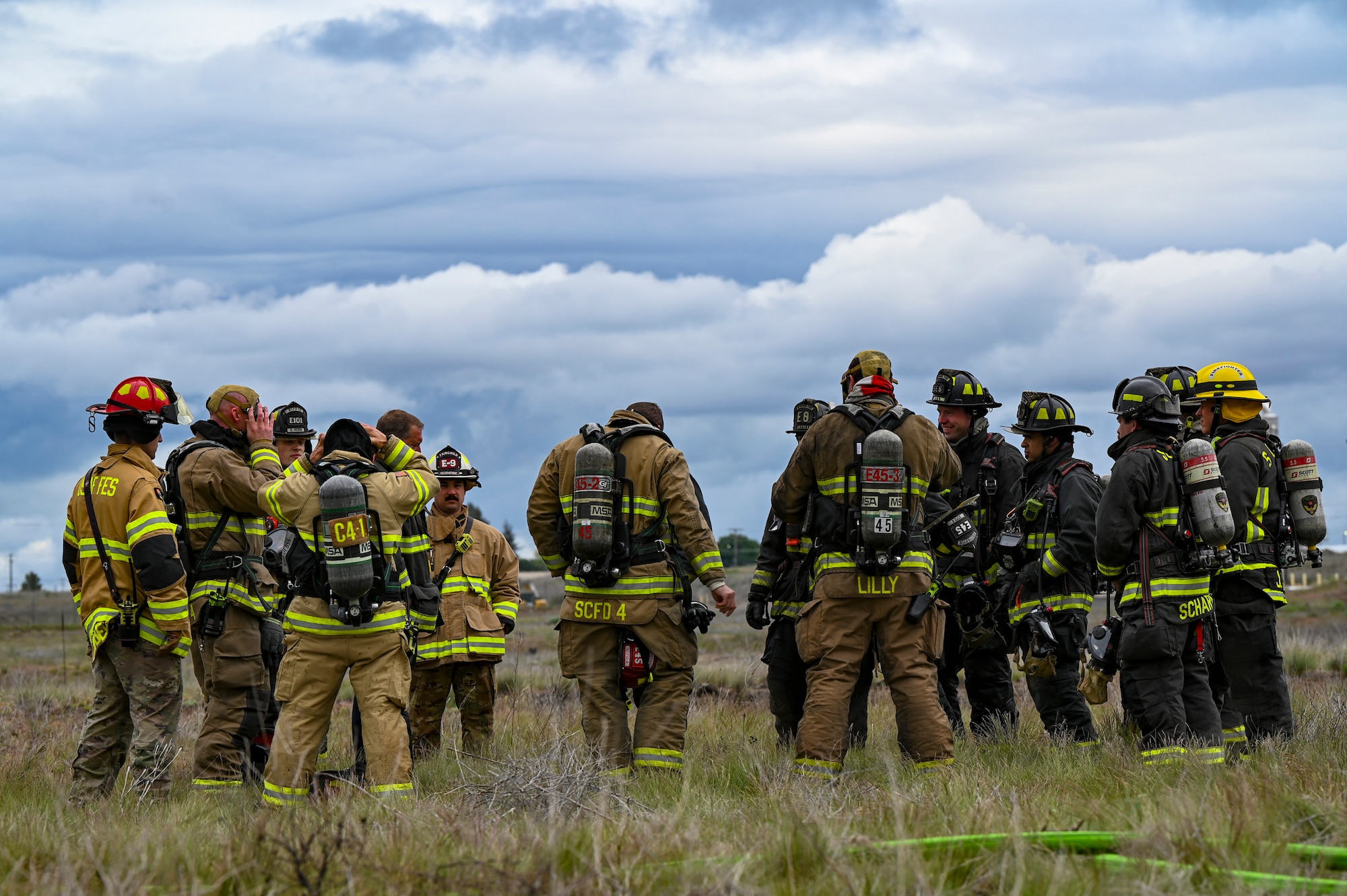 Firefighters respond to simulated fire