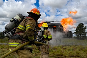 Firefighters respond to simulated fire