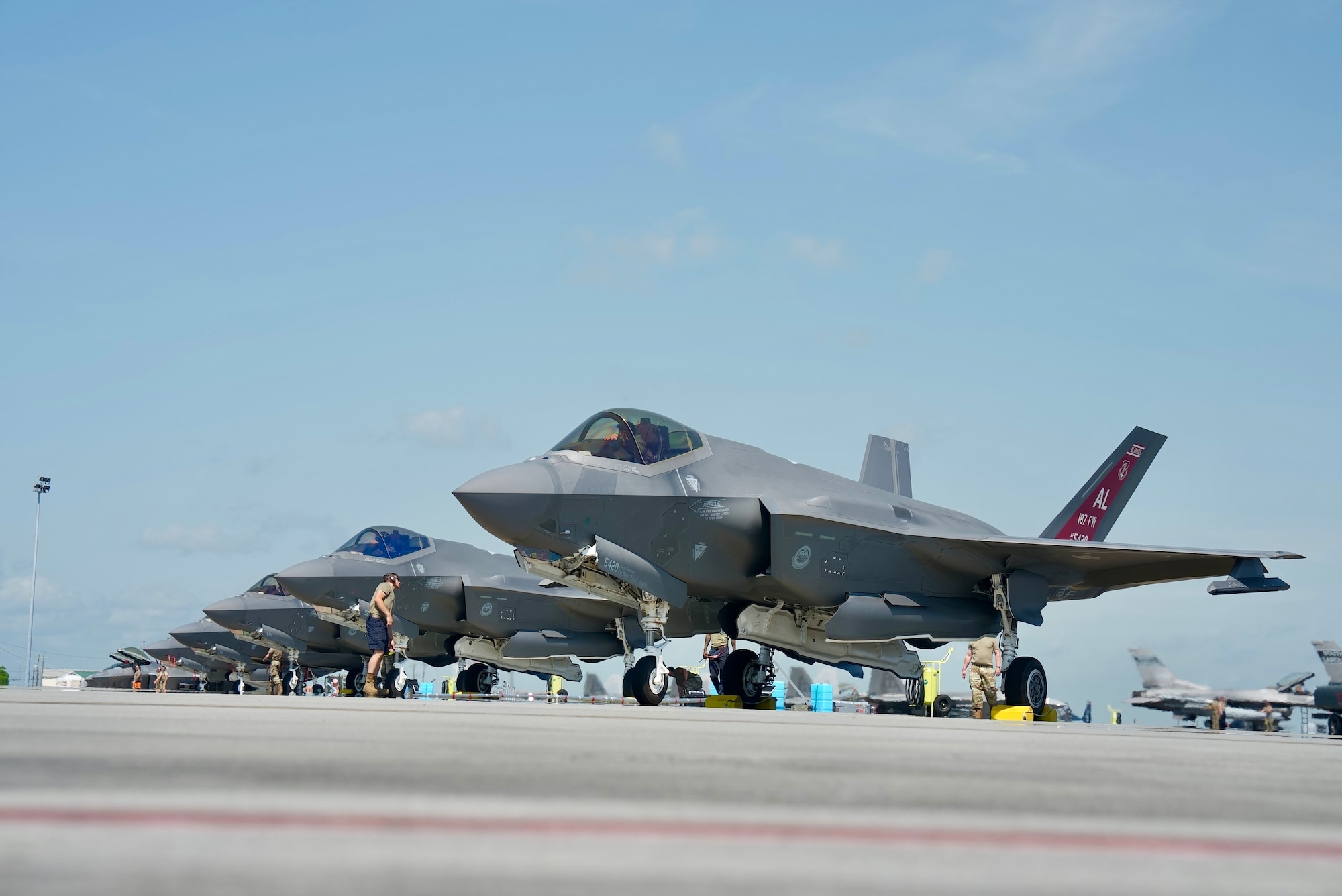 The 187th Fighter Wing participated in their first exercise with the newly acquired fifth-generation fighter aircraft.