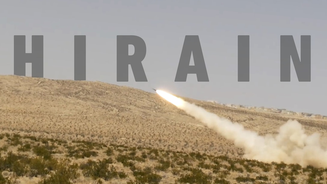 U.S. Marines with Alpha Battery, 1st Battalion, 11th Marine Regiment, 1st Marine Division, execute an M142 High Mobility Artillery Rocket System rapid infiltration from March Air Force Base to Marine Corps Air-Ground Combat Center Twentynine Palms, California, May 1, 2024.