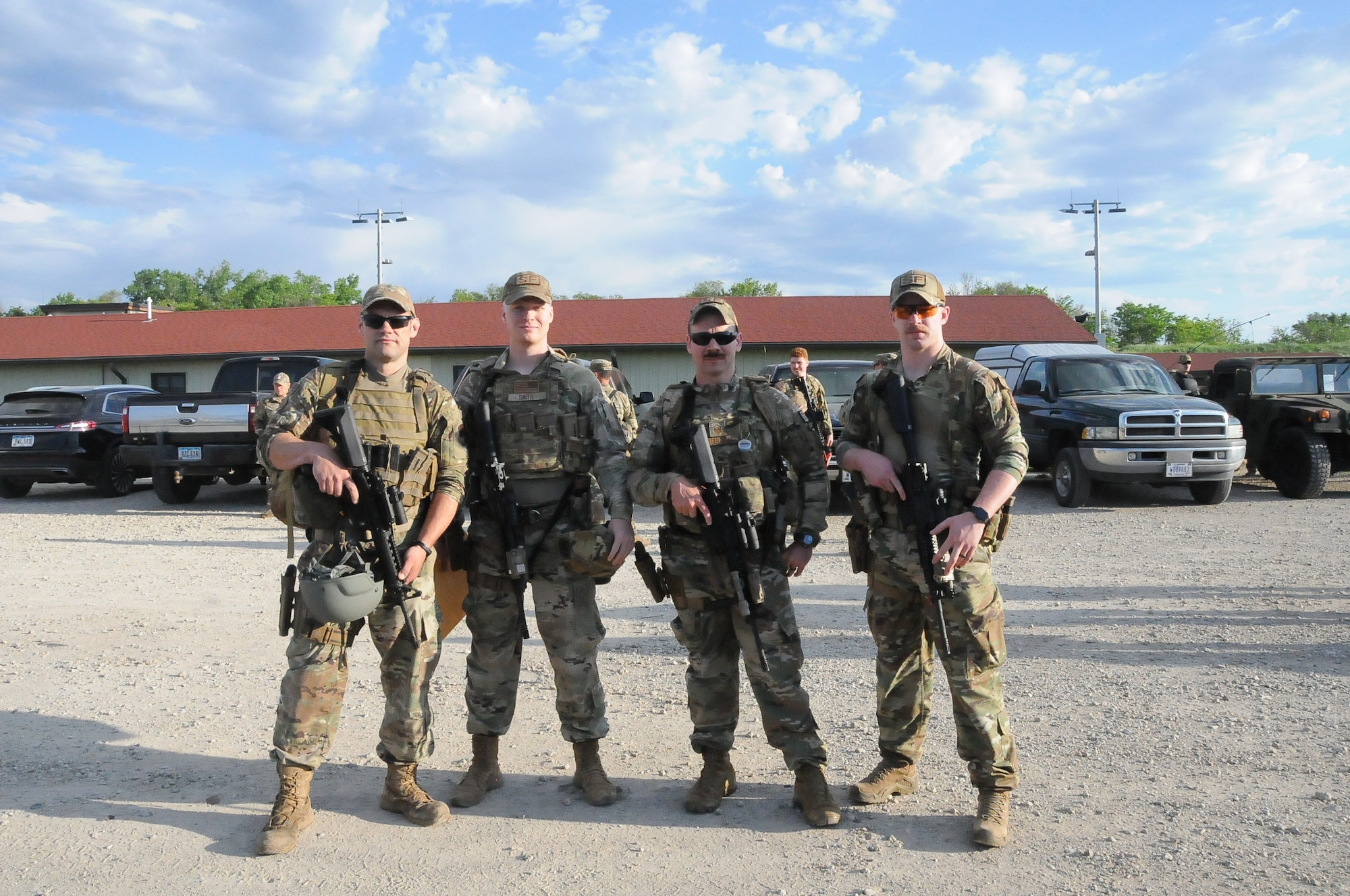 Airmen pose