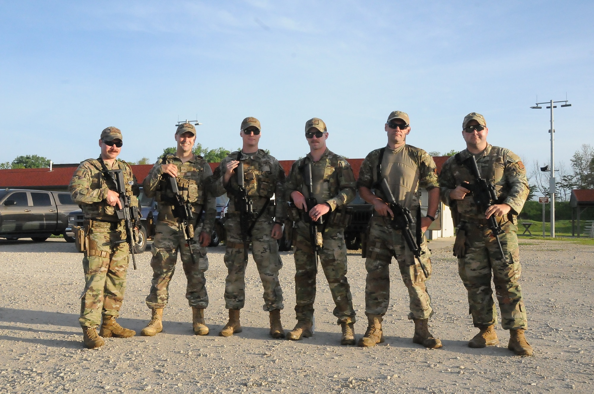 Airmen pose