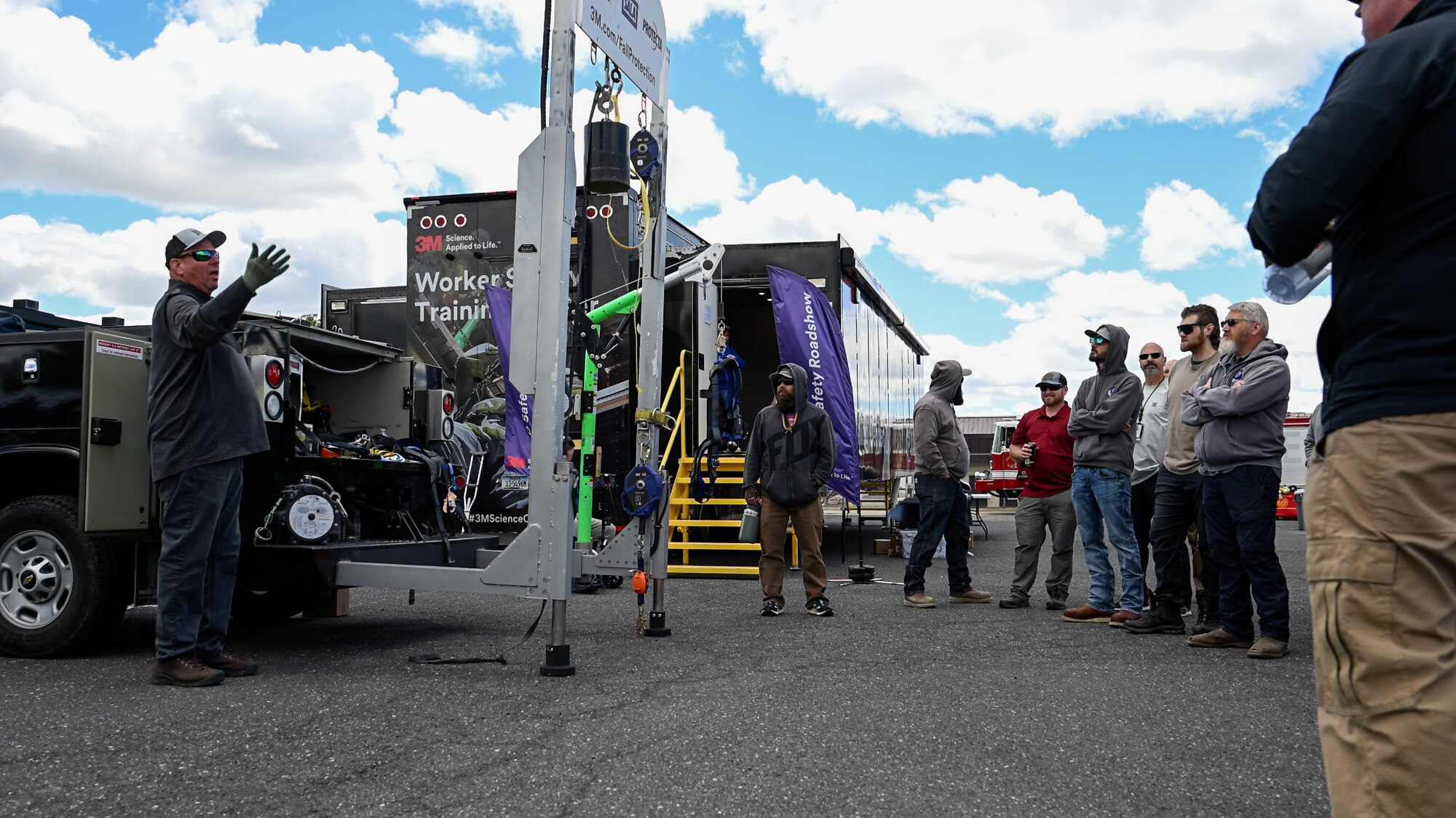Attendees of a Safety Fest event watch a demonstration during a Safety Fest event at Hill Air Force Base, Utah, May 23, 2024. The event provided attendees an opportunity to learn about safety with live demonstrations, training and product exhibitions from more than 40 safety-related vendors. (U.S. Air Force photo by R. Nial Bradshaw)