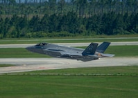 An F-35A Lightning II assigned to the 158th Fighter Wing, Vermont Air National Guard, takes off during a training exercise at Tyndall Air Force Base, Florida, May 16, 2024.