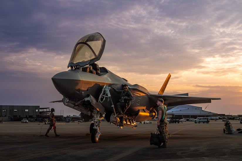 U.S. Air Force Capt. Justin Fischer, a fighter pilot with the Vermont Air National Guard, prepares to fly an F-35A Lightning II aircraft during an exercise at Tyndall Air Force Base, Florida, May 16, 2024.