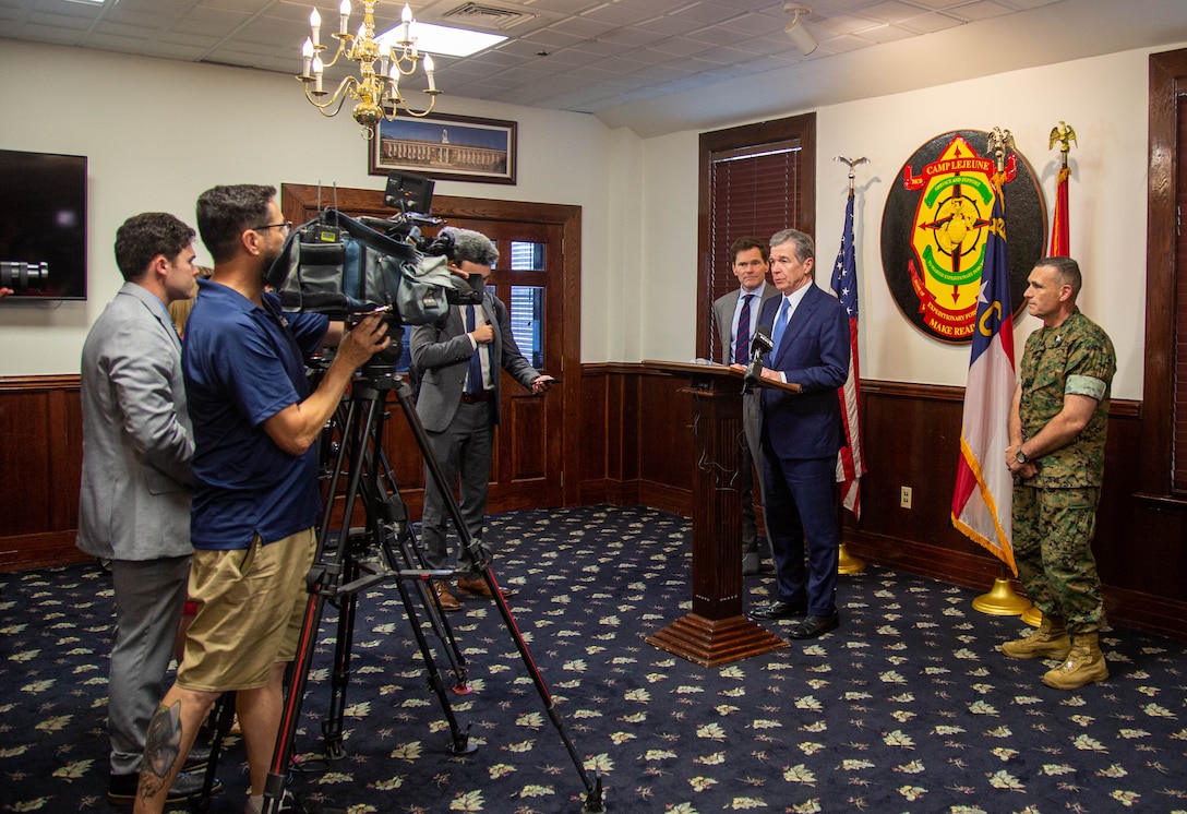 North Carolina Governor Roy Cooper conducts official visit of Camp Lejeune