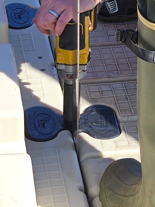 Photos of USACE and Friends of Lake O' the Pines as they build and repair docks at Lake O' the Pines,