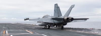 (May 24, 2024) An EA-18G Growler, attached to the Shadowhawks of Electronic Attack Squadron (VAQ) 141, launches off the flight deck of the U.S. Navy’s only forward-deployed aircraft carrier, USS Ronald Reagan (CVN 76), in the Philippine Sea, May 24....