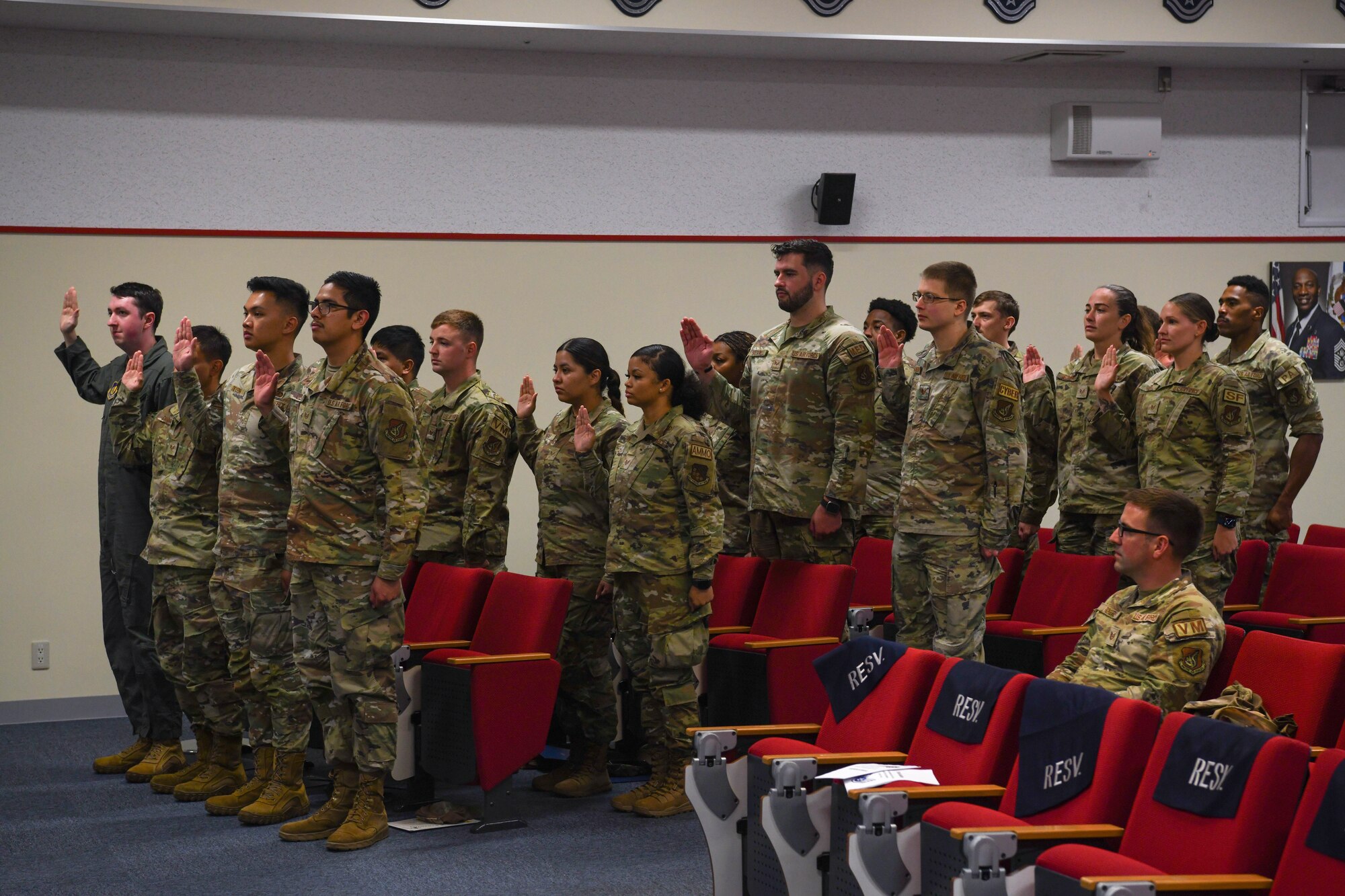 Newly inducted NCO's stand at attention reciving their charges