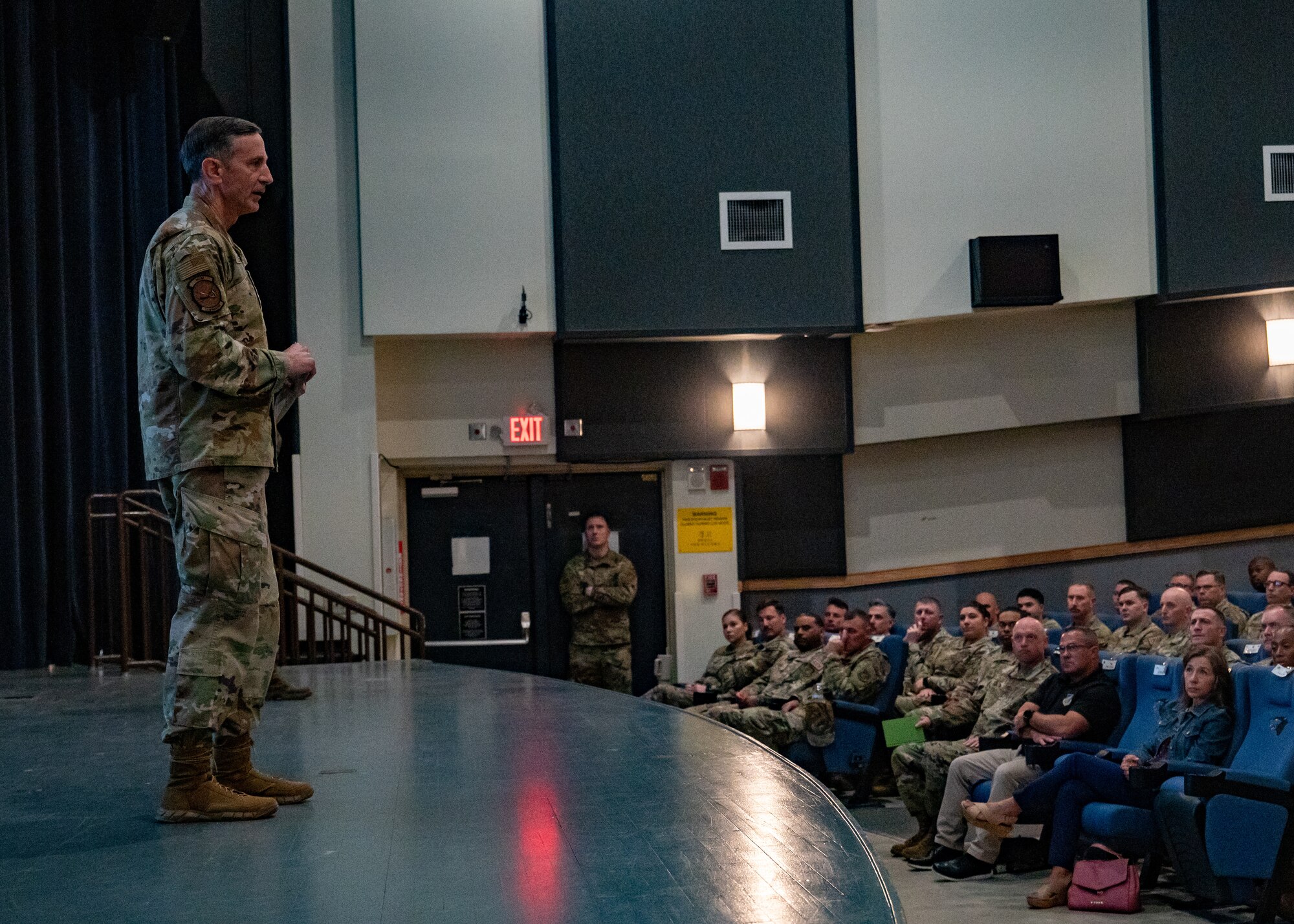 Gen. Kevin Schneider addresses members of the 8th Fighter Wing.