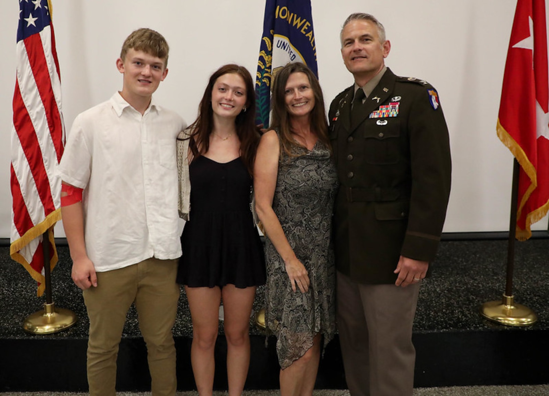 Army Col. Timothy Starke addressed the audience at his retirement ceremony at the Wellman Armory auditorium on Boone National Guard Center in Frankfort, Ky., May 8, 2024.