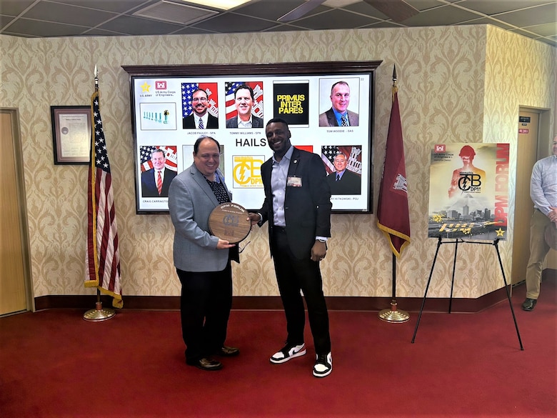 With the U.S. Army Corps of Engineers (USACE) Memphis District hosting the most recent in-person conference, the entire team of Deputy District Engineers for Programs and Project Management (DPMs) traveled to Memphis, Tennessee, where they met for their semi-annual DPM Forum, which began April 30 and concluded on May 2. 

In the picture are New Orleans District DPM Durund Elzey and Memphis District DPM and DPM Forum Co-Chair Donny Davidson aboard the Memphis District's M/V Mississippi on the first day of the forum meeting.

The forum’s primary responsibilities are to influence and inform policy and to provide senior leadership with recommendations and actions for improvement for implementing enterprise wide.