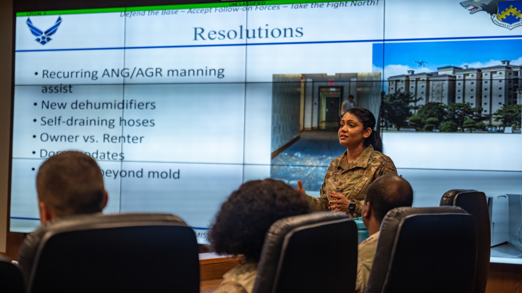 Maj. Tanviben Patel provides updates on quality-of-life initiatives.
