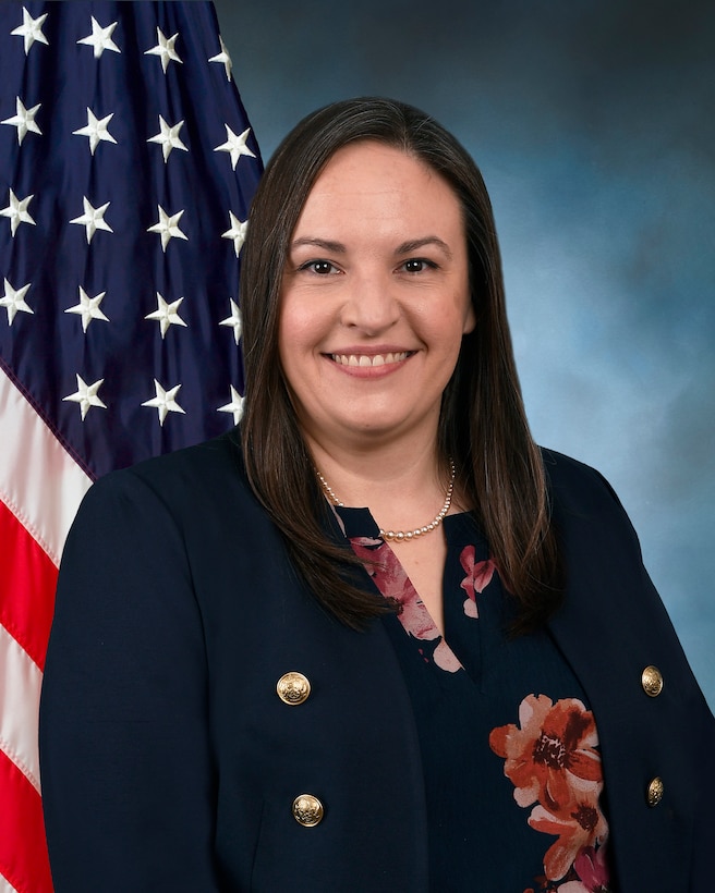 Photo of female with flag background