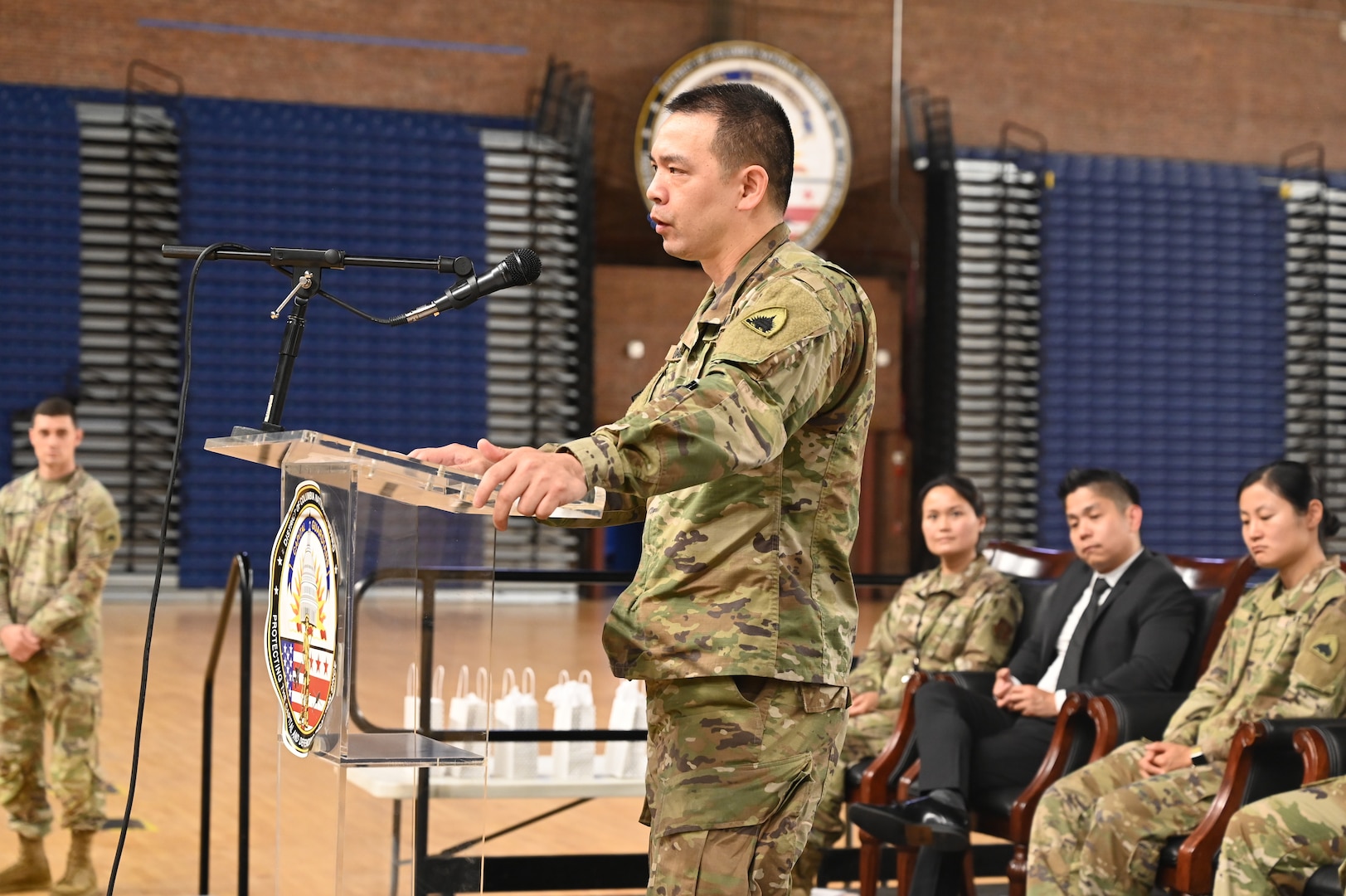 Members of the District of Columbia National Guard, D.C. Government Operations-DCNG, and the Mayor’s Office on Asian and Pacific Islander Affairs (MOAPIA) comprise a panel to commemorate AAPI Heritage Month at the D.C. Armory, May 28, 2024. The underlying goal of the one-hour discussion was to honor collective heritage and ignite a renewed commitment to foster inclusivity, understanding, and unity.