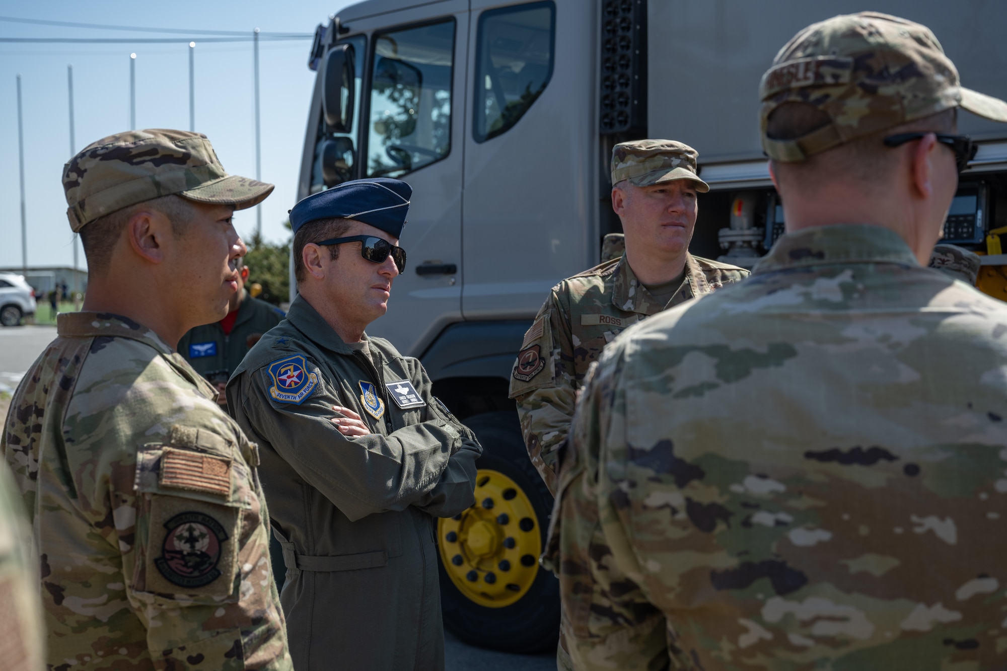 Lt. Gen. David Iverson, 7th Air Force commander, receives a brief on the R11 refueler truck at Kunsan Air Base, Republic of Korea.