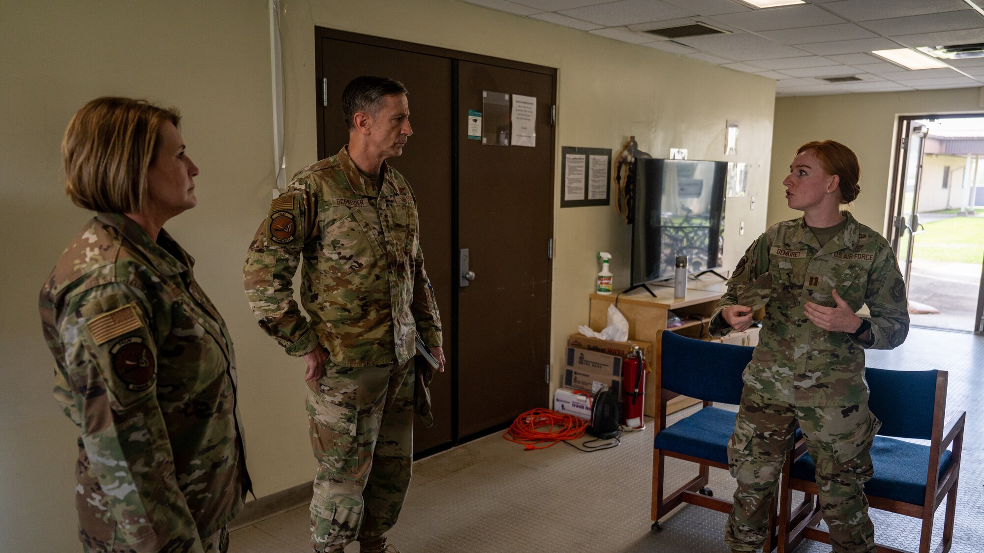 Gen. Schneider and Chief McCool, receive a brief on dormitory renovations.