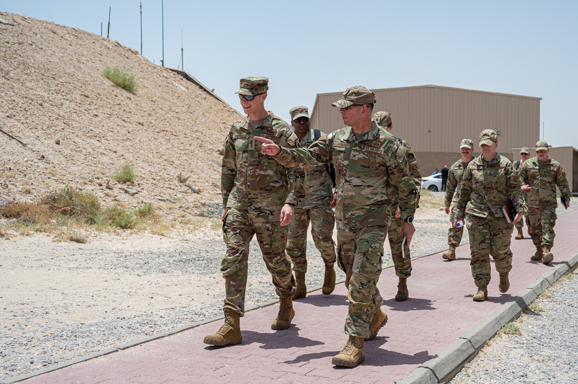U.S. Air Force Lt. Gen. Derek France is
guided on a base tour by U.S. Air Force Col.
Sergio Anaya.