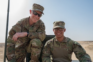 U.S. Air Force Lt. Gen. Derek France
poses for a photo with a U.S. Army Soldier.