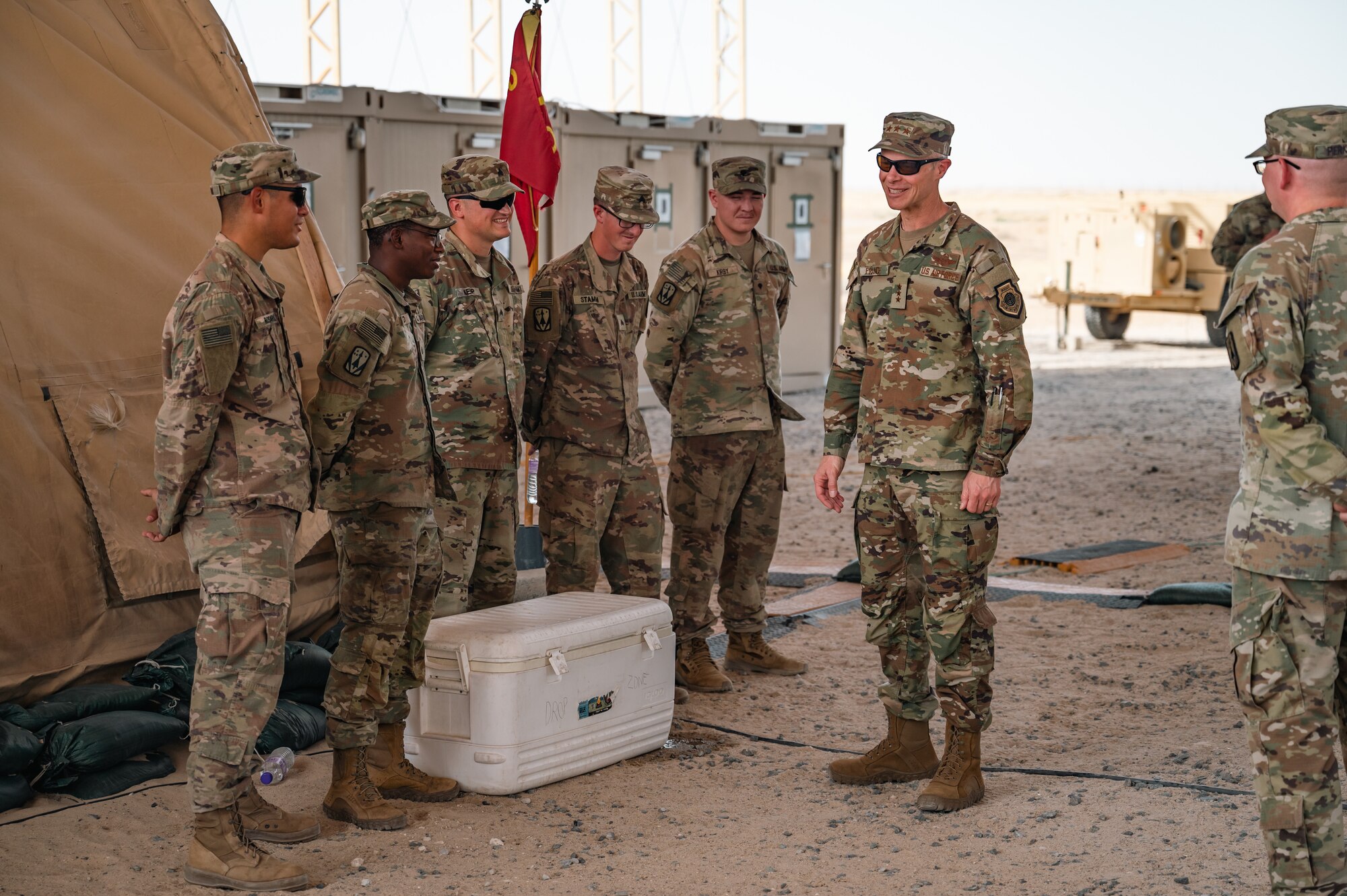 U.S. Air Force Lt. Gen. Derek France
meets with Soldiers from the 31st Air Defense
Artillery Brigade