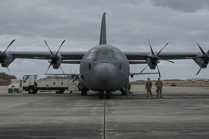 A C-130J Super Hercules assigned to Little Rock Air Force Base, Arkansas, sits on the flightline in Bodø, Norway, May 10, 2024. Collaboration is at the core of the C-130J's mission. Designed with interoperability in mind, it seamlessly integrates with Allied forces, facilitating joint operations and enhancing military cooperation.