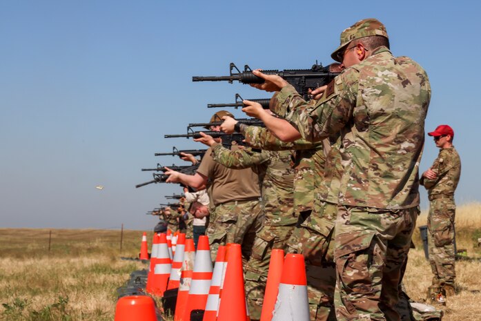Beale Air Force Base Airmen compete in a rifle Excellence-in-Competition, held by the 9th Security Forces Squadron, with the M4 Carbine at Beale AFB, May 15, 2024.