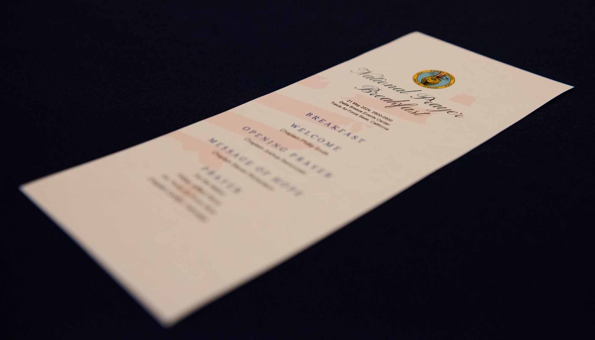 Pamphlet sits on a table during event