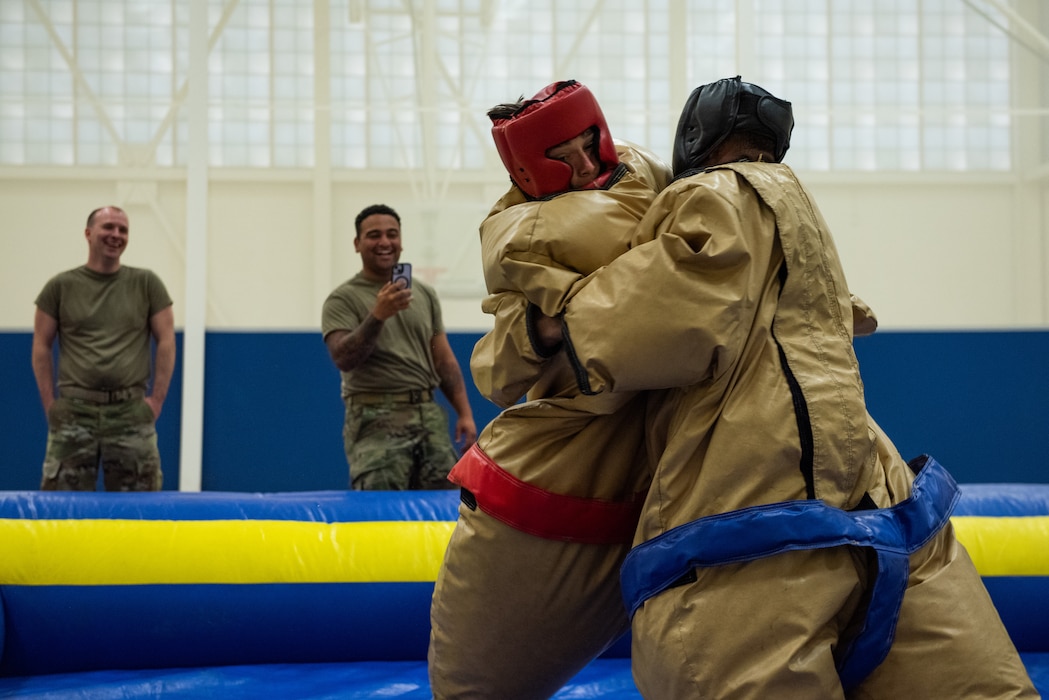 Airmen sumo wrestling