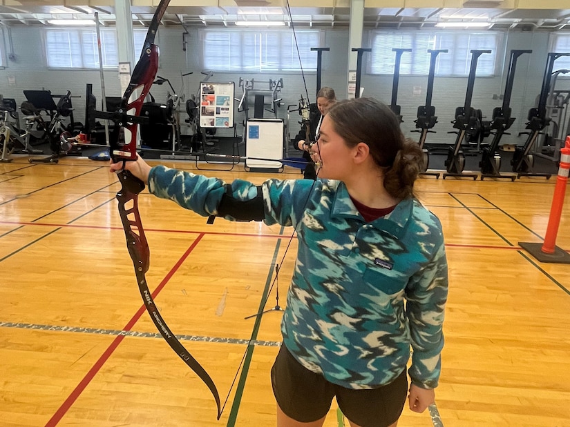 Sgt. Biance Hayden practices archery in preparation for the 2024 Department of Defense Warrior Games