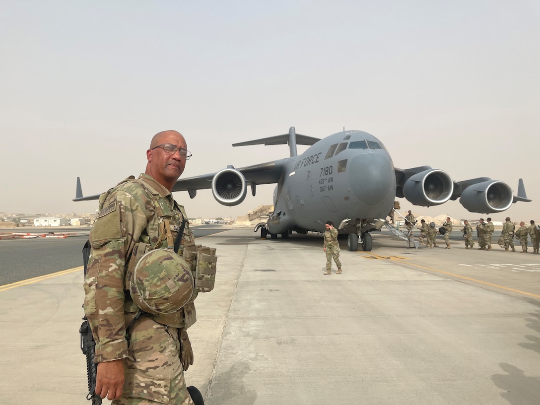 Staff Sgt Michael Smith on deployment in August 2022 in the Middle East.