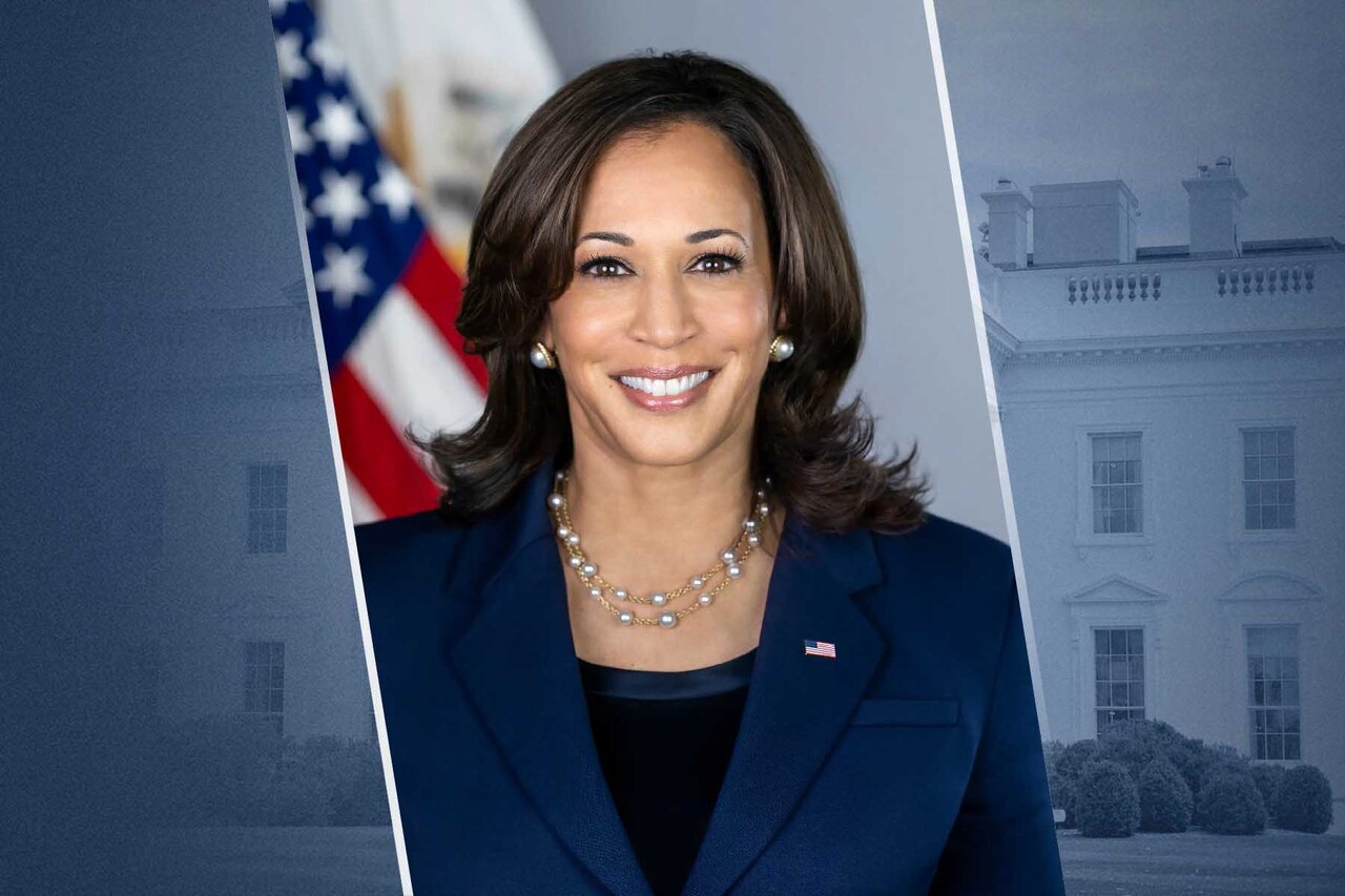 A graphic of Vice President Kamala Harris.