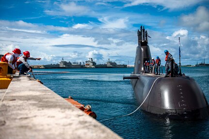 230928-N-VC599-1024 U.S. NAVAL BASE GUAM (Sept. 28, 2023) The Republic of Korea Navy Sonwonil-class submarine ROKS Jeong Ji (SS 073) moors at U.S. Naval Base Guam, Sept. 28, 2023. (U.S. Navy photo by Mass Communication Specialist 1st Class Justin Wolpert)