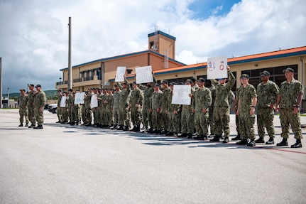 230928-N-VC599-1017 U.S. NAVAL BASE GUAM (Sept. 28, 2023) Sailors assigned to the Los Angeles-class fast-attack submarine USS Annapolis (SSN 760) hold signs to welcome the Republic of Korea Navy Sonwonil-class submarine ROKS Jeong Ji (SS 073) as it arrives at U.S. Naval Base Guam, Sept. 28, 2023. Annapolis is one of multiple submarines assigned to Commander, Submarine Squadron (CSS) 15. Annapolis is capable of supporting various missions, including anti-submarine warfare, anti-ship warfare, strike warfare, intelligence, surveillance, and reconnaissance. (U.S. Navy photo by Mass Communication Specialist 1st Class Justin Wolpert)