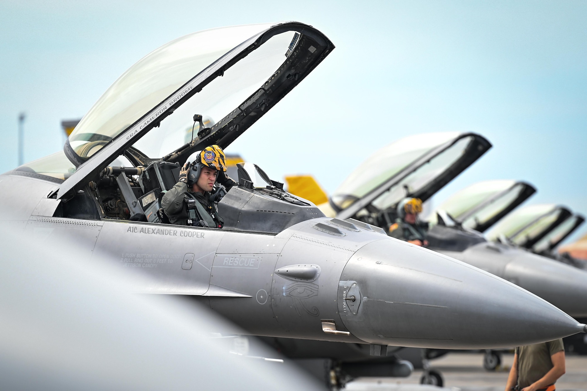 An 79th FS pilots preps and aircraft for launch.