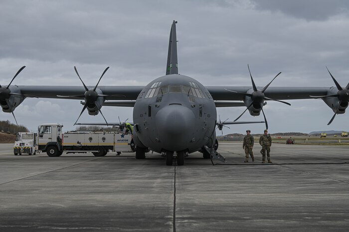 A C-130J Super Hercules assigned to Little Rock Air Force Base, Arkansas, sits on the flightline in Bodø, Norway, May 10, 2024. Collaboration is at the core of the C-130J's mission. Designed with interoperability in mind, it seamlessly integrates with Allied forces, facilitating joint operations and enhancing military cooperation.