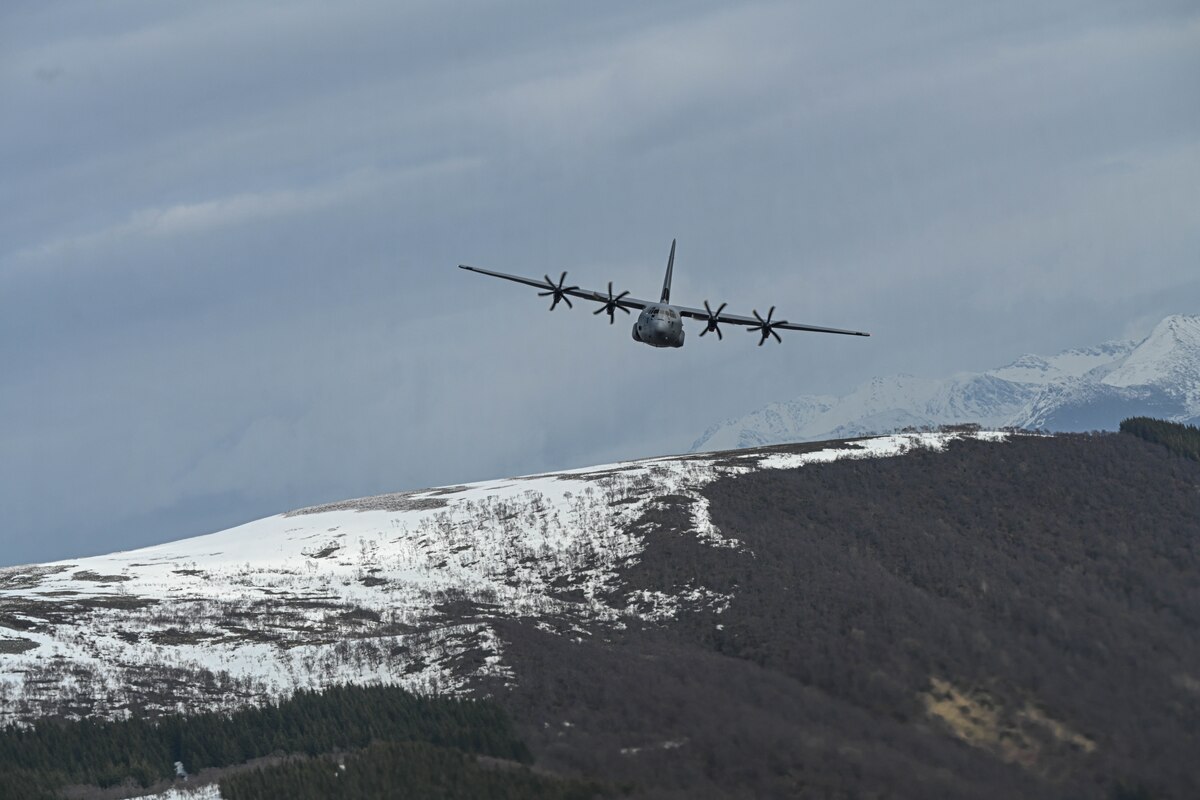 A C-130J Super Hercules assigned to Little Rock Air Force Base, Arkansas, flies over the mountains in Norway, May 10, 2024. The C-130J Super Hercules serves as a cornerstone of strategic collaboration among Allied nations. Joint training exercises, logistical support missions, and cross-border operations help to foster a robust network of defense cooperation, enhancing our collective ability to respond swiftly and effectively to emerging challenges.