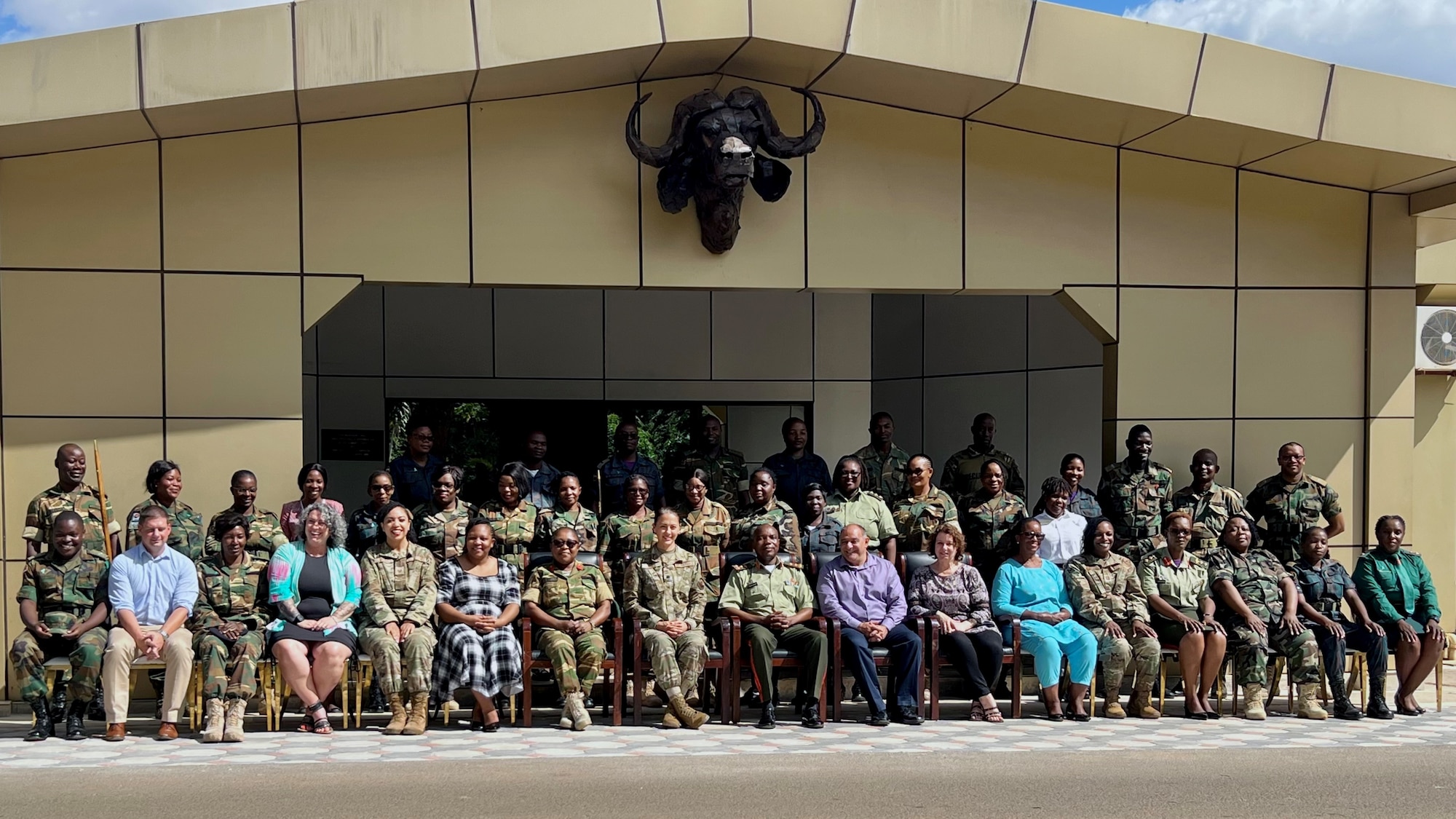 Group photo of U.S. Air Force team with Zambian Defense Force (ZDF) participants
