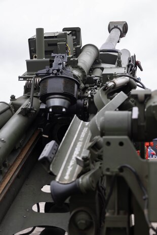 U.S. Marines with Battery N, 5th Battalion, 14th Marine Regiment, 4th Marine Division, prepare a M777A2 howitzer for an Armed Forces Day Observance static display in Torrance, Calif., May 17. RS Orange County consists of twenty recruiting substations, primary contact stations and officer selection stations ranging from Los Angeles to Orange County. (U.S. Marine Corps photo by Cpl. Fred Garcia)