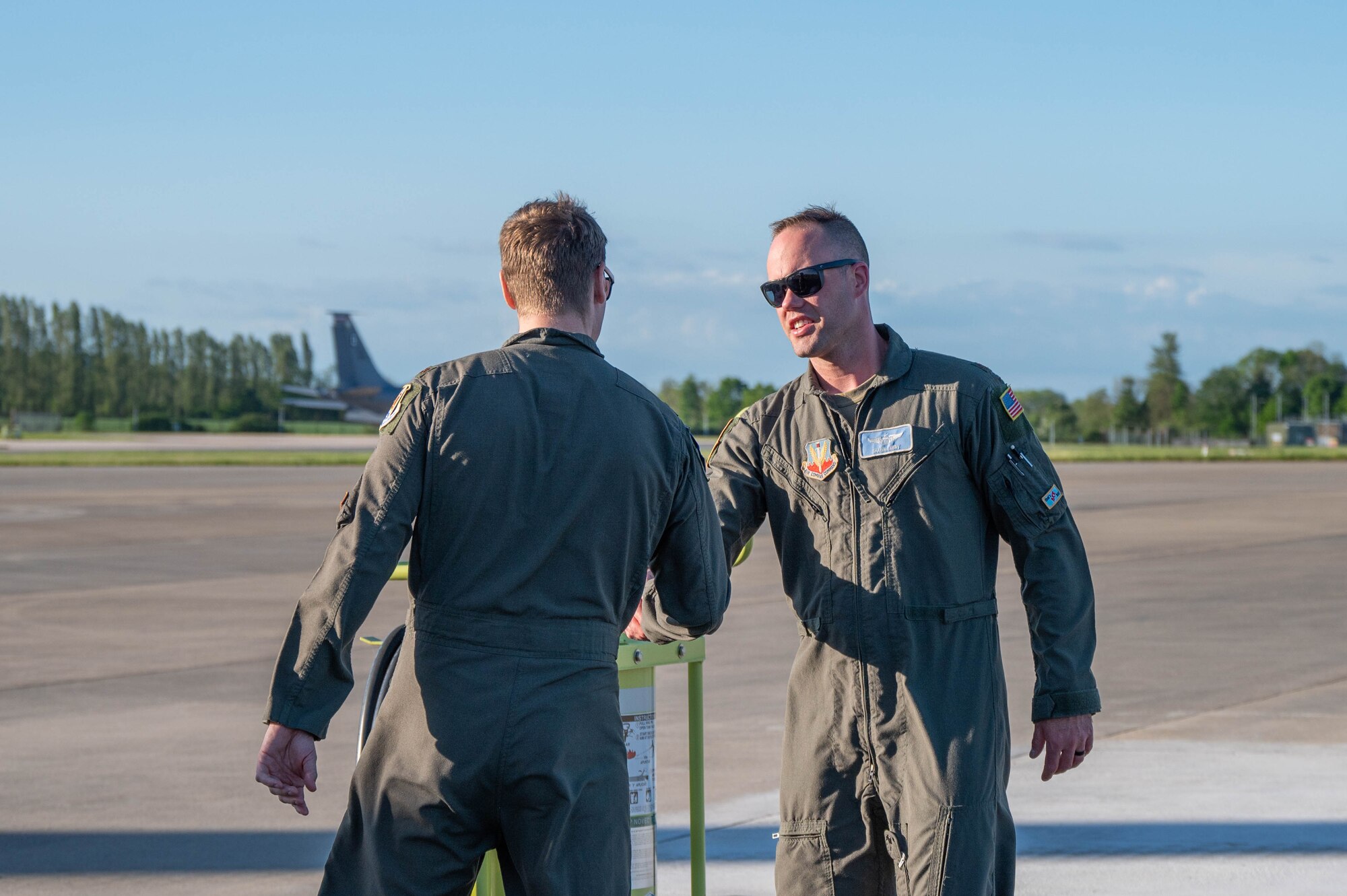 Airmen shake hands