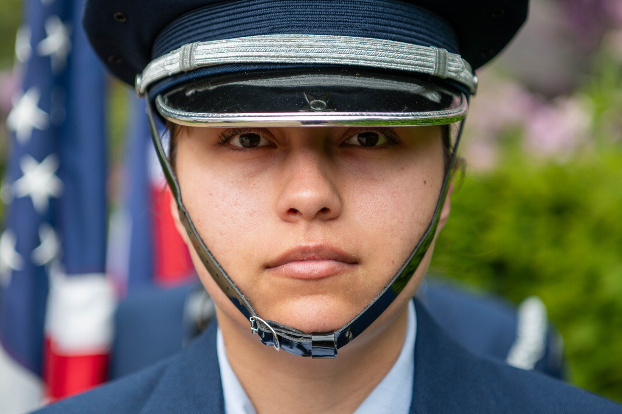 An honor guardsman stands at attention