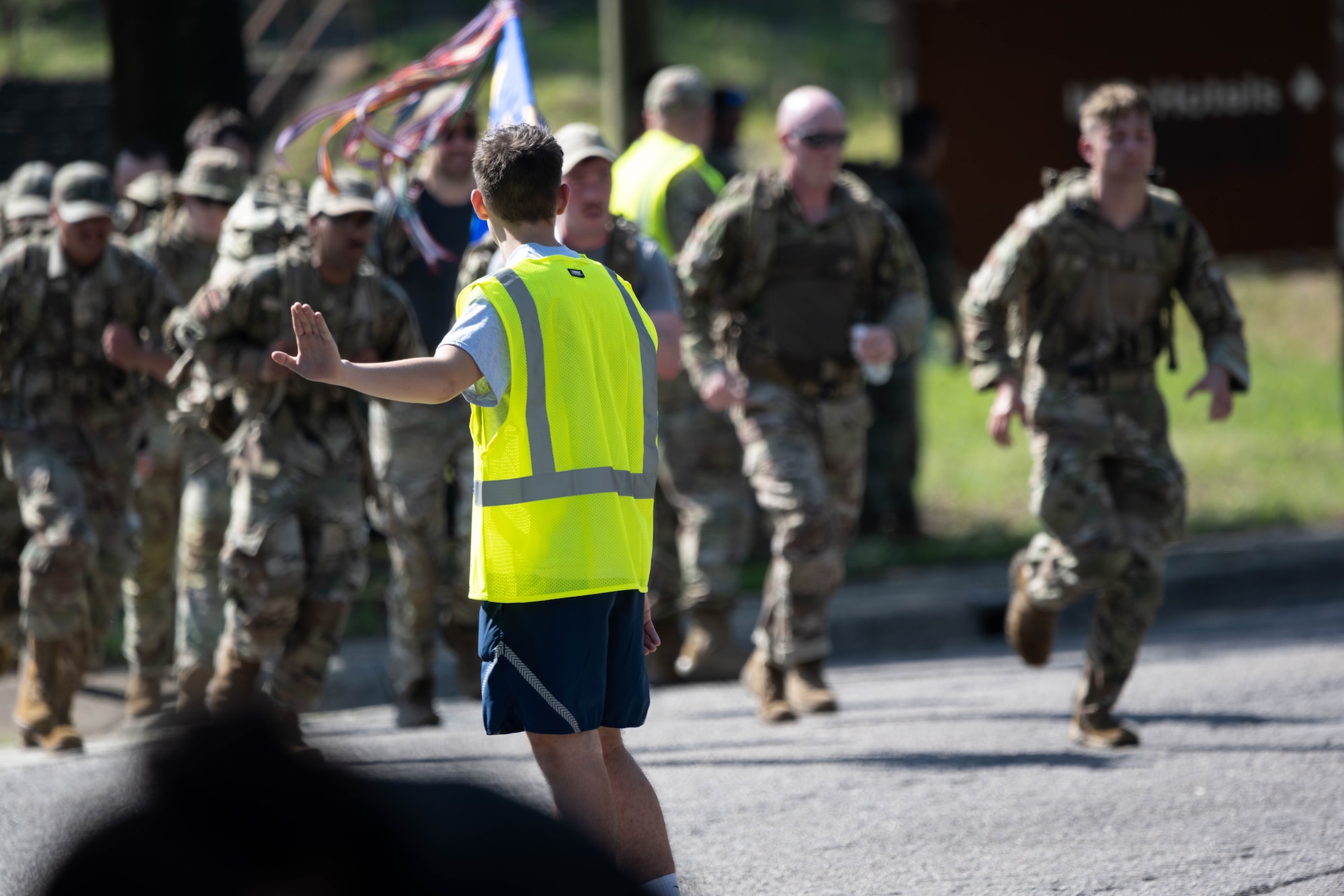 Air Force Airman stops traffic