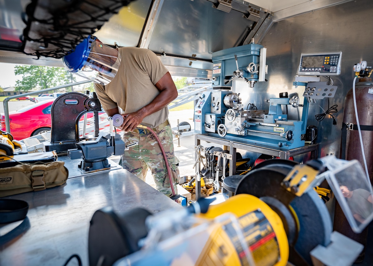 An Airman demonstrates the mobile unit.