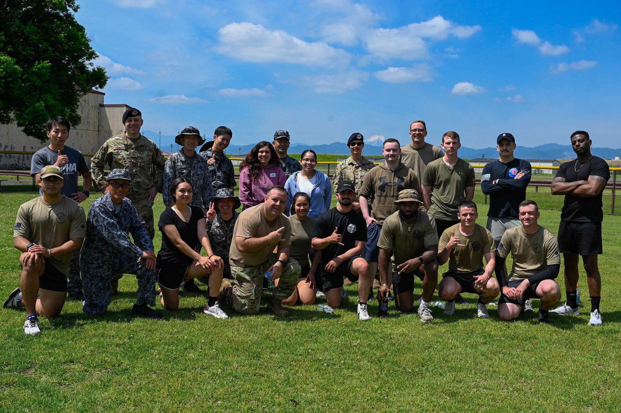 A group of people pose for a photo.