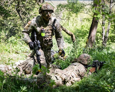 Virginia, Kentucky and West Virginia Army National Guard Soldiers along with members of the 72nd Mechanized Battalion, 7th Mechanized Brigade, Czech Republic Army participated in a Culminating Training Exercise May 14, 2024, in the Olomouc Region of the Czech Republic. The units are mobilized for Immediate Response 24 as Task Force St. Lo under the command of the Virginia National Guard’s Winchester-based 3rd Battalion, 116th Infantry Regiment, 116th Infantry Brigade Combat Team. Battalion staff conducted planning and coordinating operations along with their Czech military counterparts. Engineers emplaced obstacles, infantry and engineer units defended positions against enemy breaching, and transportation units provided battlefield mobility during the exercise.Immediate Response 24 is a sub-exercise of theDEFENDER 24 exercise being held throughout Europe.