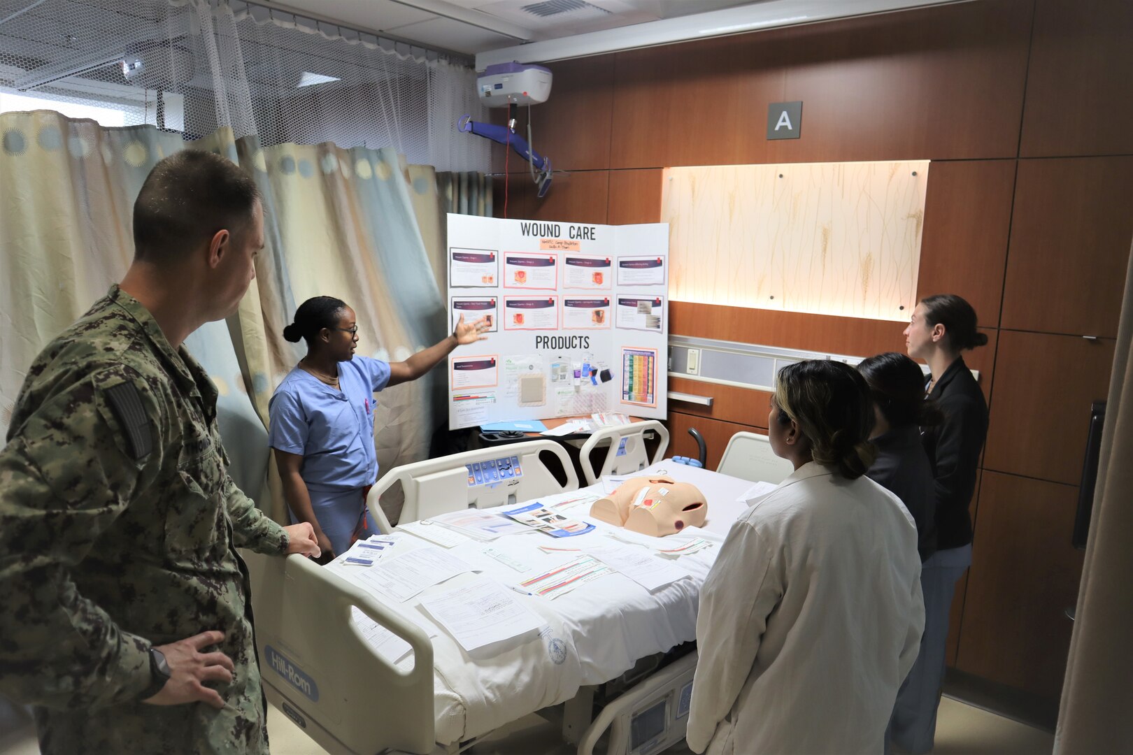 Nurses and corpsmen from Naval Hospital Camp Pendleton participate in the annual skills-a-thon event held on the hospital’s multi-service ward during the week of May 20, 2024. The 12-station event included topics such as blood transfusion, restraints, crash cart, de-escalation, blood cultures, and airway management and was mandatory training for all active duty and civilian nurses as well as all active-duty corpsmen working on the inpatient wards or the emergency department. When the final session ended, a total of 182 participants had completed the training.
