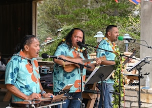 Musicians perform during the Asian American Pacific Islander Heritage Food Tasting and Cultural Performances event at Vandenberg Space Force Base.