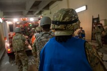 U.S. Air Force Airmen with the 35th Medical Group simulate emergency medical response procedures at the Urgent Care Services tunnel during the Beverly Sunrise 24-6 exercise at Misawa Air Base, Japan, Oct. 24, 2024.